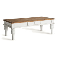 Estila Luxusní bílý obdélníkový konferenční stolek Isla v provensálském stylu s hnědou vrchní de