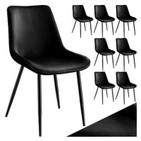 TecTake Sada 8 židlí Monroe v sametovém vzhledu - černá