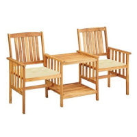 Zahradní židle s čajovým stolkem a poduškami masivní akácie 3061292
