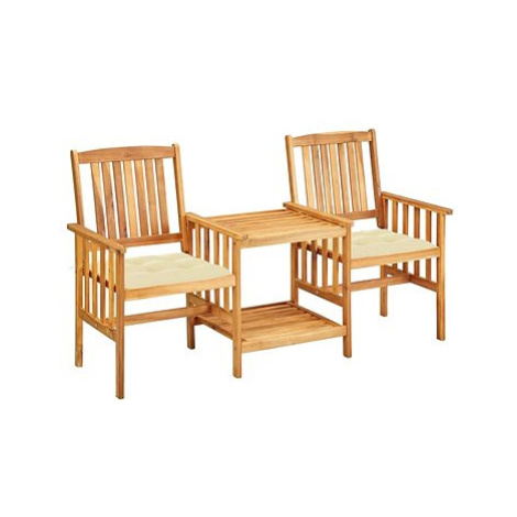Zahradní židle s čajovým stolkem a poduškami masivní akácie 3061292 SHUMEE