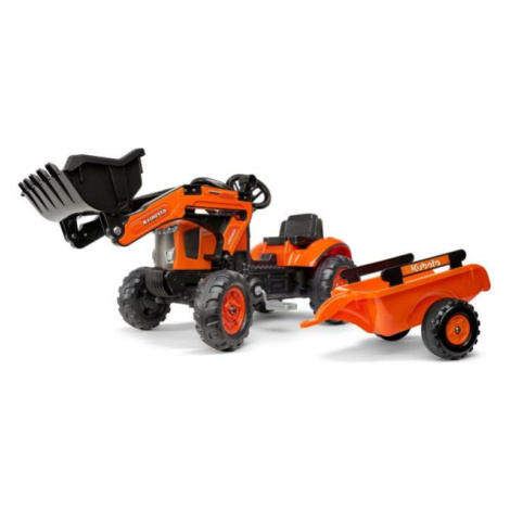 Falk Šlapací traktor 2065AM Kubota s nakladačem a vlečkou