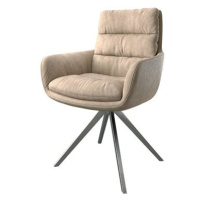 DELIFE Otočná židle Abelia-Flex s područkou béžová vintage křížová podnož hranatá otočná