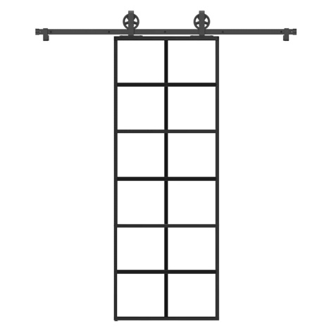 vidaXL Posuvné dveře s kováním 76x205 cm ESG sklo a hliník