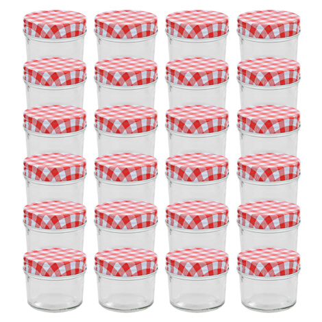 vidaXL Zavařovací sklenice s bíločervenými víčky 24 ks 110 ml