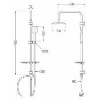 MEXEN/S T62 černá sprchový sloup 798626293-70