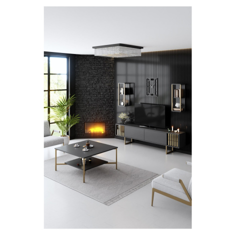 Kalune Design Sada nábytku do obývacího pokoje Gold Line antracit/zlatá