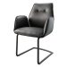 DELIFE Jídelní židle Zoa-Flex černá pravá kůže konzolová podnož kulatá černá