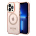 Guess GUHMP14LHTCMP hard silikonové pouzdro iPhone 14 PRO 6.1" pink Gold Outline Translucent Mag