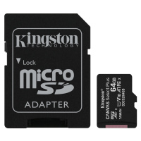 KINGSTON 64GB microSDXC CANVAS Plus Memory Card 100MB read - UHS-I class 10 Gen 3