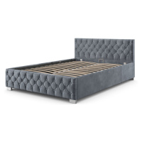 Juskys Čalouněná postel Nizza 140 x 200 cm s LED osvětlením v tmavě šedé barvě