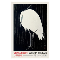 Obrazová reprodukce Egret in the Rain (Japanese Woodblock Japandi print) - Ohara Koson, (26.7 x 