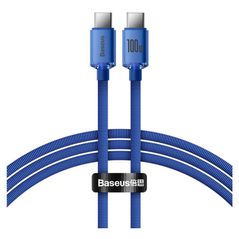 Baseus Crystal Shine odolný opletený kabel USB-C / USB-C 100W 2m blue
