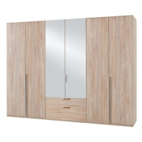 Skříň Moritz - 270x208x58 cm (dub, zrcadlo)