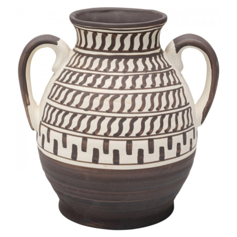 KARE Design Hnědobílá keramická váza Alika 20cm