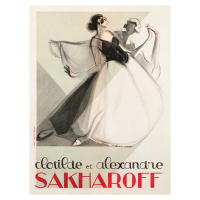 Ilustrace Clotilde & Alexandre Sakharoff (Dancers Dancing / Retro AD), (30 x 40 cm)