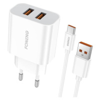 2x síťová nabíječka USB Foneng EU45 + kabel USB C