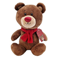 TM TOYS - Medvěd plyšový s červenou šálou a visačkou 23cm