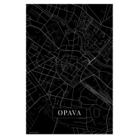 Mapa Opava black, (26.7 x 40 cm)