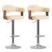 Barové stoličky 2 ks krémové ohýbané dřevo a umělá kůže, 327335