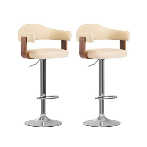 Barové stoličky 2 ks krémové ohýbané dřevo a umělá kůže, 327335 SHUMEE