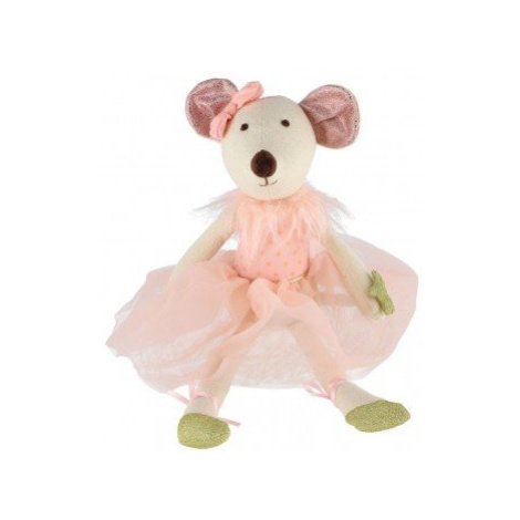 Myš/Myška baletka sedící látka 20cm růžová v sáčku 0+ Teddies