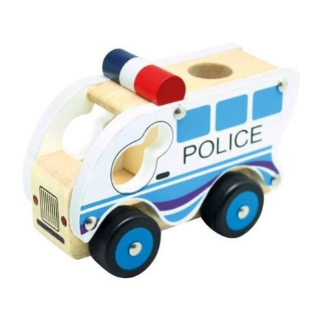 Bino Dřevěné auto Policie modrá Merten