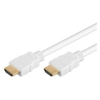 PremiumCord HDMI High Speed + Ethernet kabel, white zlacené konektory, 1m