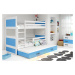 BMS Dětská patrová postel s přistýlkou RICO 3 | bílá 80 x 190 cm Barva: Modrá