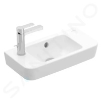 VILLEROY & BOCH O.novo Umývátko Compact 500x250 mm, s přepadem, 1 otvor pro baterii vlevo, alpsk