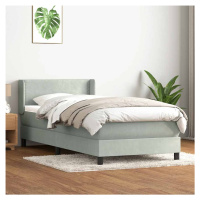 vidaXL Box spring postel s matrací světle šedá 100x210 cm samet