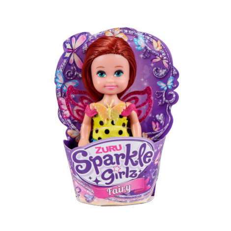 Víla Sparkle Girlz s křídly malá v kornoutku - růžo-stříbrnné šaty a růžové vlasy ALLTOYS