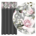 Jednoduchý tmavě šedý závěs s potiskem růžových pivoněk Šířka: 160 cm | Délka: 270 cm