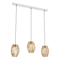 Bambusová závěsná lampa s bílým podlouhlým 3-světlem - Canna Capsule