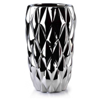 Mondex Keramická váza BASILE 24,5 cm stříbrná