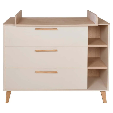 Krémová/v přírodní barvě dětská komoda v dekoru dubu s přebalovacím pultem 117x103x78 cm Jil – R roba