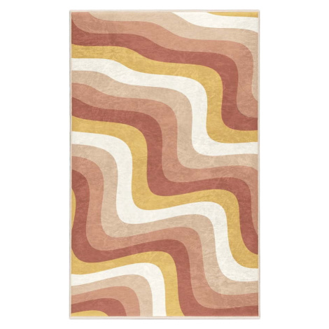 Okrově žlutý/starorůžový pratelný koberec 120x180 cm Creamy Strawberry Swirl – Mila Home