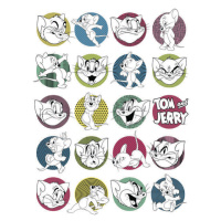 Umělecký tisk Tom & Jerry - Badges, 26.7x40 cm
