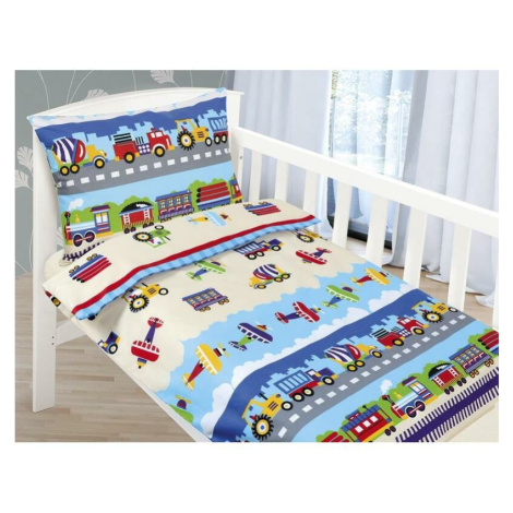 Bellatex Dětské bavlněné povlečení do postýlky Beáta Letadlo modrá, 100 x 135, 45 x 60 cm