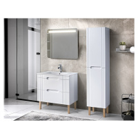 Comad Koupelnová sestava Fiji 80 cm se zápustným umyvadlem, skříňkami a zrcadlem bílá/dub coast 