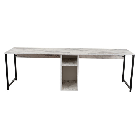 Kalune Design Kancelářská sestava pro 2 osoby TWIN bílý mramor/černá
