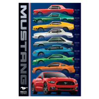 Plakát, Obraz - Ford Mustang 50 Years-9 types, 61 × 91.5 cm