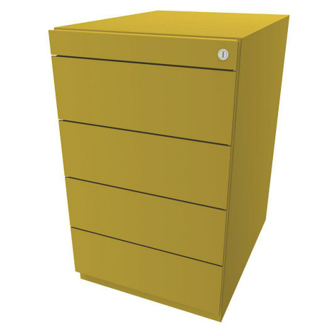 BISLEY Stacionární kontejner Note™, se 4 univerzálními zásuvkami, hloubka 565 mm, žlutá