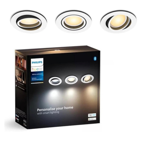 Philips-SADA 3xLED Stmívatelné podhledové svítidlo Hue MILLISKIN 1xGU10/4,2W/230 8720169319936