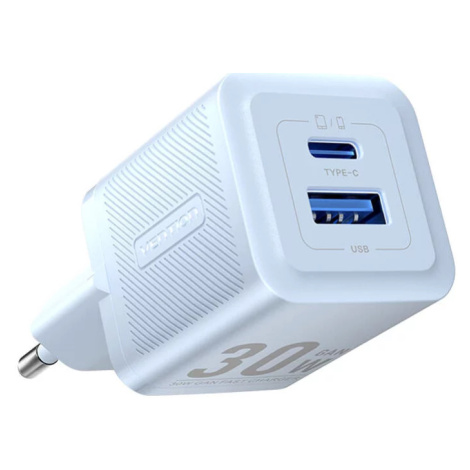 Nabíječka Vention, Wall charger, FEQL0-EU,  USB-C + USB- A,  30W/30W, GaN (blue)