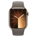 Apple Watch Series 9 Cellular 41mm Zlatá ocel s jílově šedým sportovním řemínkem M/L Zlatá