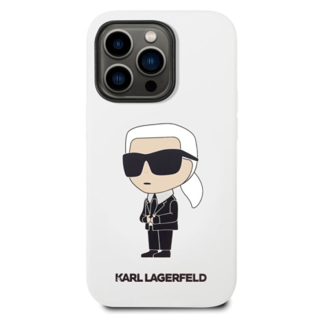 Kryt pro iPhone 14 Pro Max Karl Lagerfeld Liquid Silicone Ikonik NFT - bílý