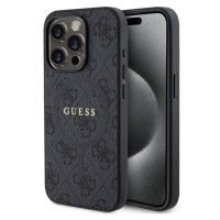 Guess PU Leather 4G Colored Ring MagSafe kryt iPhone 15 Pro černý