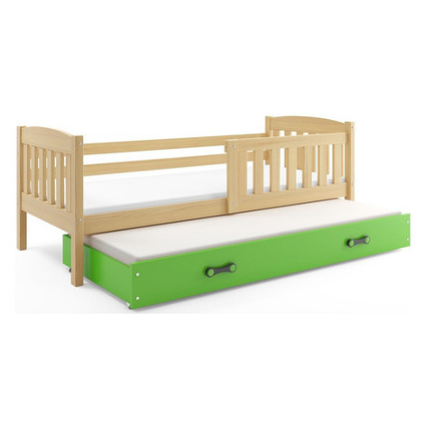 Dětská postel KUBUS s výsuvnou postelí 90x200 cm - borovice Zelená BMS