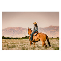 Umělecký tisk Cowgirl Horseback Riding, ferrantraite, (40 x 26.7 cm)