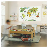 Samolepka na zeď - Mapa světa pro školáky